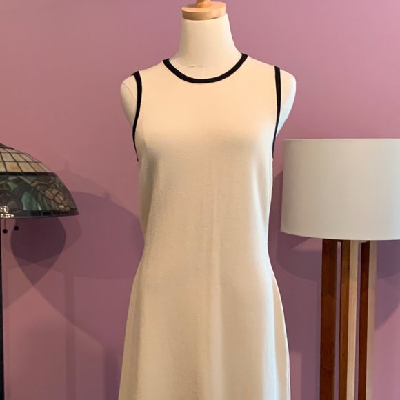 Vintage St. John cream with black trim dress suit, size 4 - Picture 3 of 6